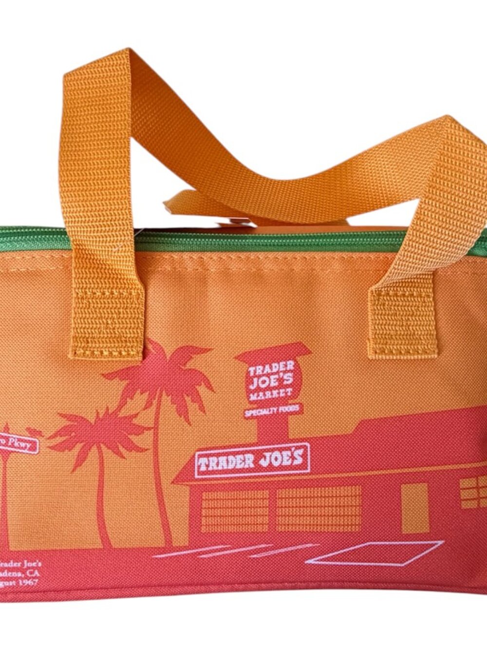 Trader Joe 2026 Mini Insulated Tote Summer Collection Sunny Orange Green Zipper